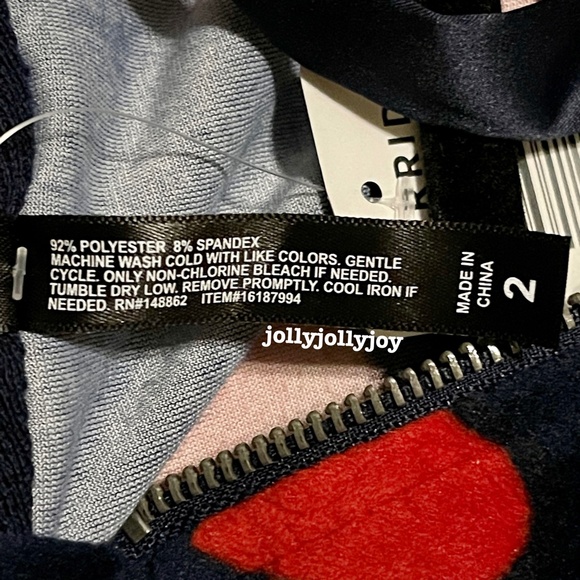 SET: Torrid Velour Hearts Navy & Red Zip Front Sleep Hoodie/Bootcut Pants 2X - Picture 9 of 16